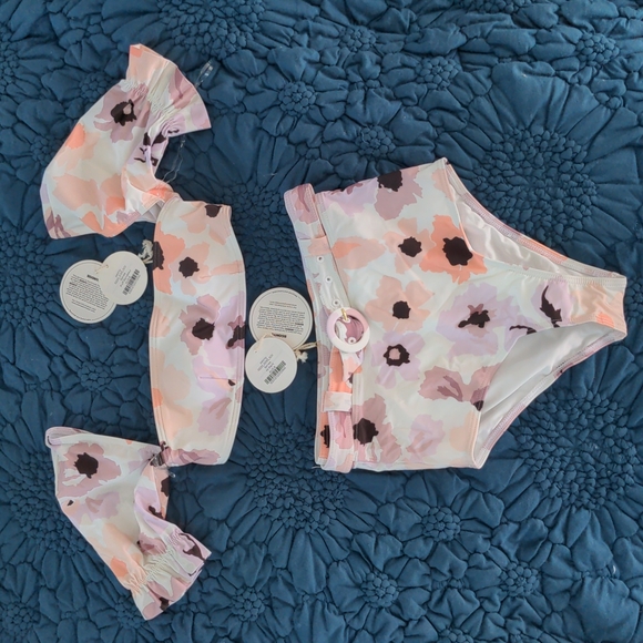 Peony Puff Bandeau Swimsuit Bikini Top and Bottom in Soiree Size 2 NWT - Picture 2 of 7